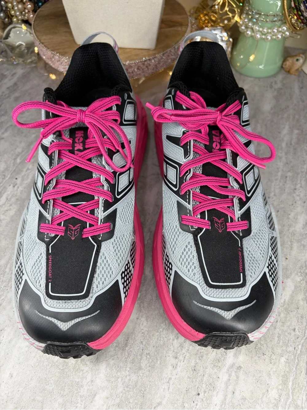 Hoka One One Speedboat 2 Women's Running Shoes Size 9.5 Pink Gray Sneakers Gym
